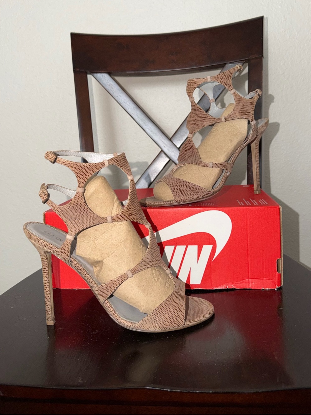 Sergio Rossi vero cuoio heels Taupe Strappy High Heel Sandals size 39
